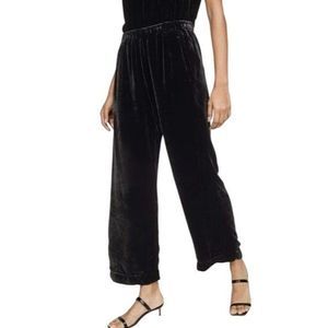 Velour Velvet Wide Leg Pants Womens L Black Vintage Cindy Bai Line 90s